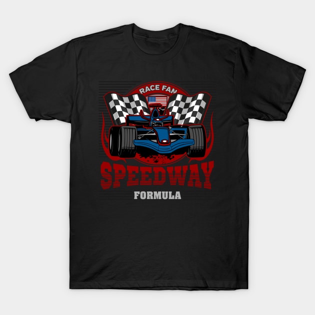 Formula Racing USA Race Fan Speedway T-Shirt by RadStar